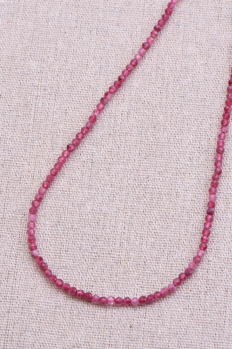 Collier tourmaline rose, 38+5 cm