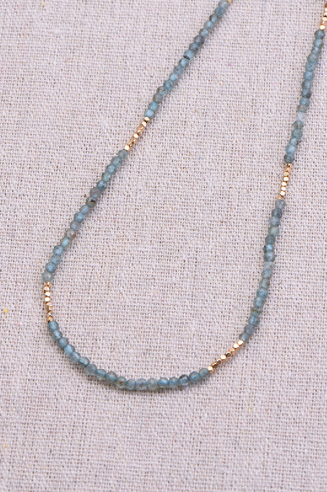 Collier de topaze bleue facettée, 38+5 cm