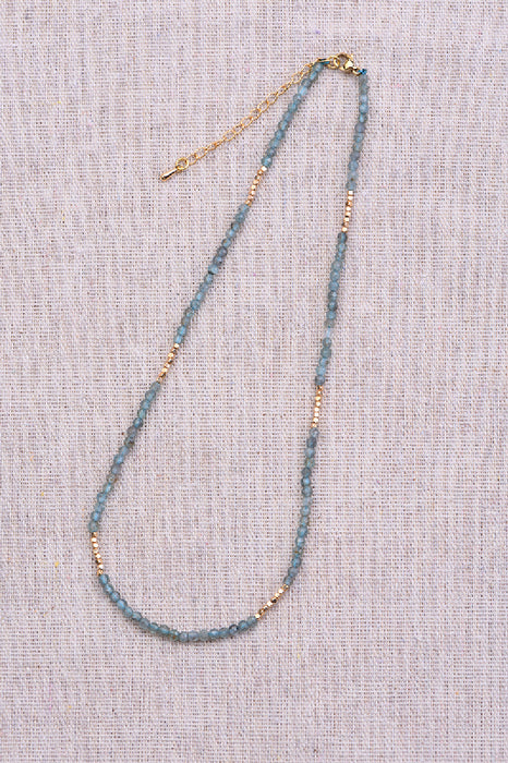 Collier de topaze bleue facettée, 38+5 cm