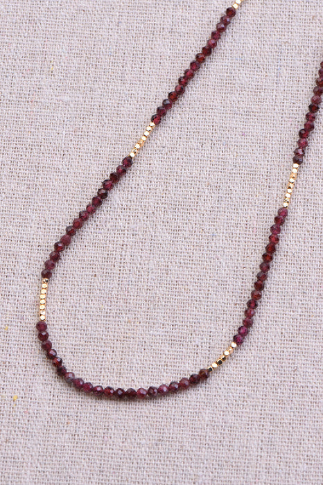 Necklace faceted garnet, 38+5 cm