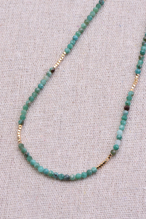 Necklace faceted emerald, 38+5 cm