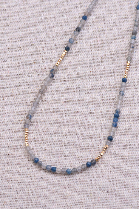 Necklace faceted sapphire, 38+5 cm