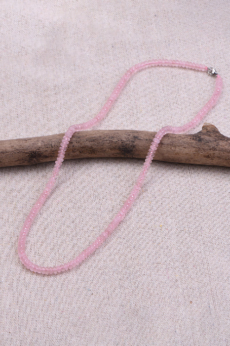 Rose quartz necklace, 45 cm