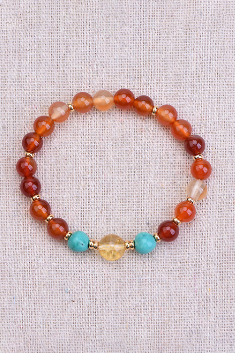 Bracelet 8mm Carnelian / Turquoise / 10mm Citrine, 19 cm