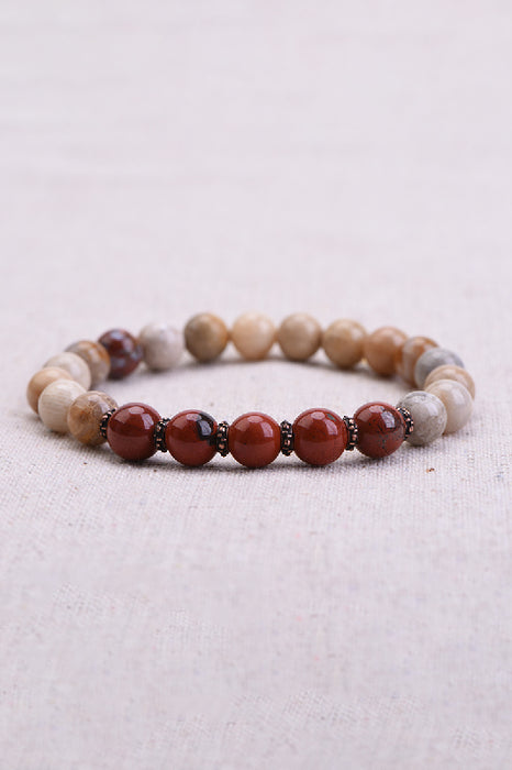 Bracelet 8mm red jasper / chrysanthemum, 19 cm