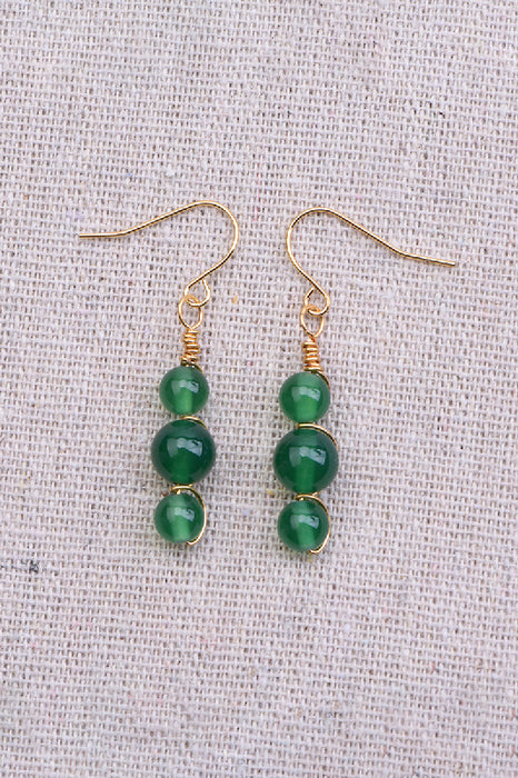 Boucle d'oreille agate verte