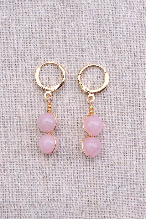 Boucle d'oreille quartz rose