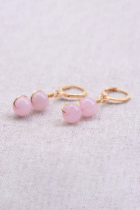 Boucle d'oreille quartz rose