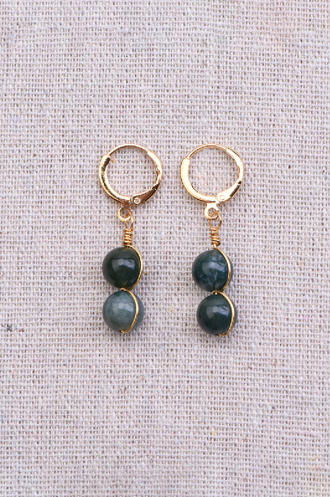 Earring moss agate