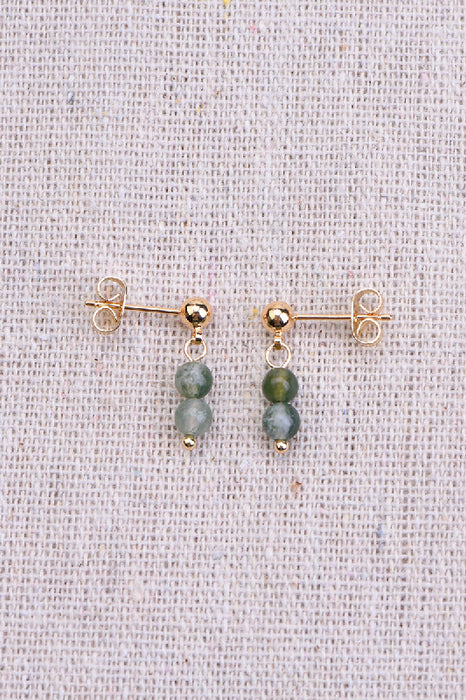 Earring moss agate