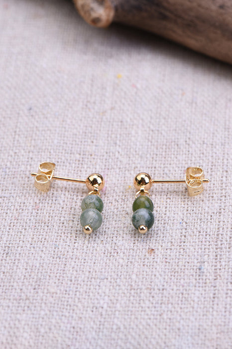 Earring moss agate