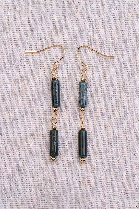 Earring moss agate