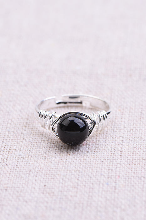 Ring black obsidian