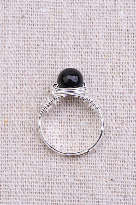 Ring black obsidian