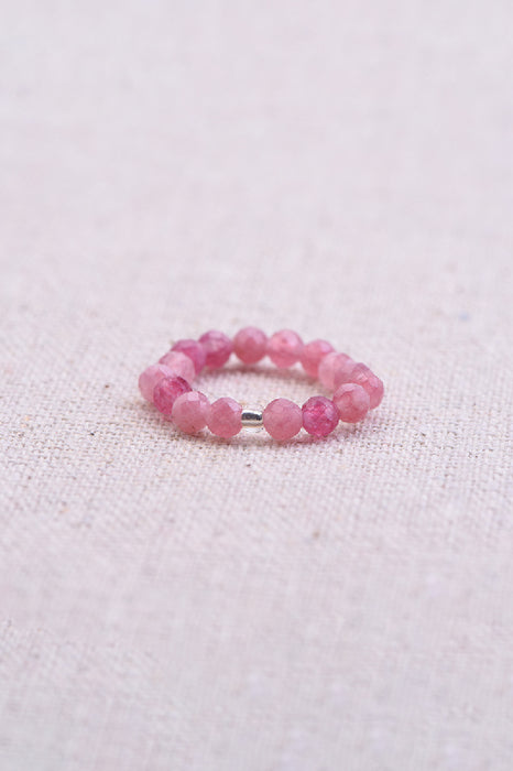 Ring faceted pink tourmaline