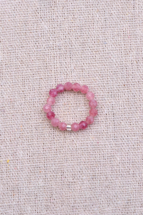 Ring faceted pink tourmaline