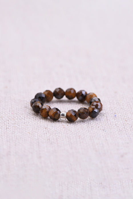 Ring faceted tiger eye