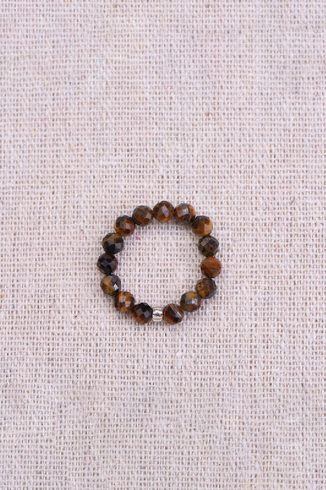 Ring faceted tiger eye