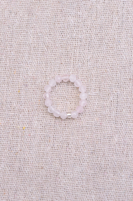 Ring faceted rose quartz