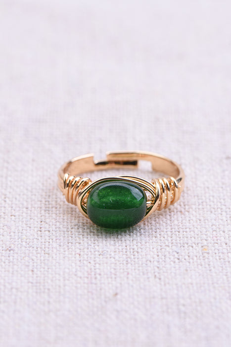 Ring green agate gold colored