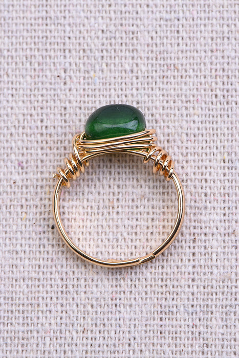 Ring green agate gold colored