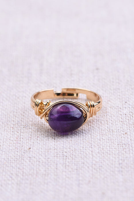 Amethyst ring gold coloured