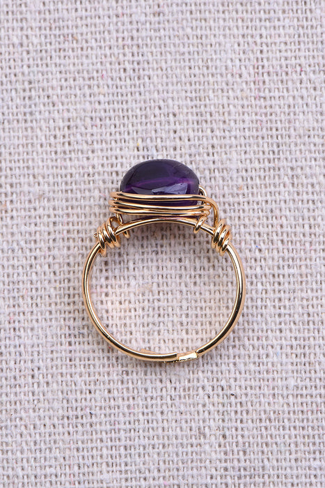 Amethyst ring gold coloured