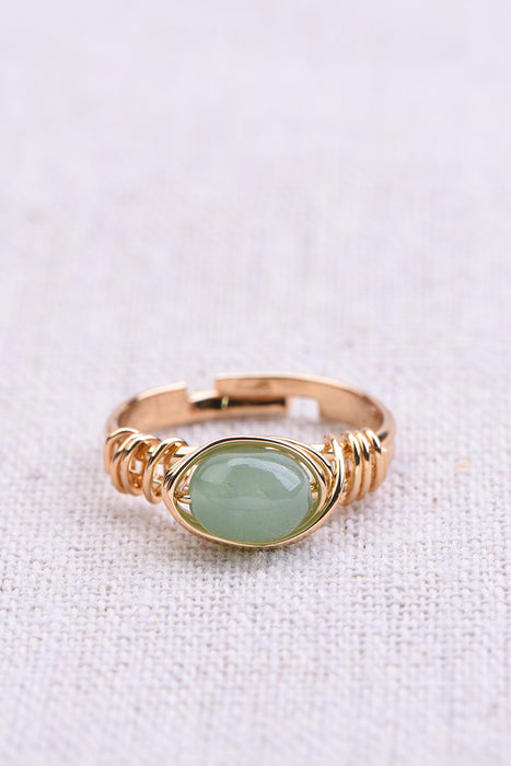 Ring green aventurine gold colored