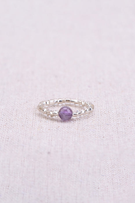 Ring Amethyst / Glass Beads