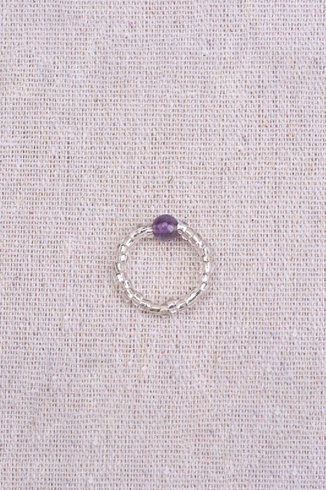 Ring Amethyst / Glass Beads