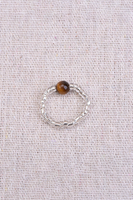 Ring tiger eye / glass beads