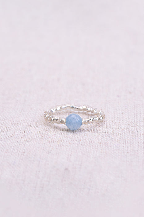 Ring aquamarine / glass beads