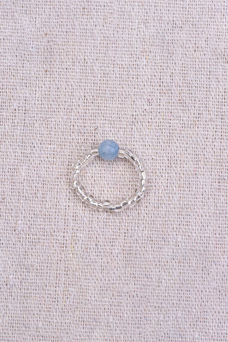 Ring aquamarine / glass beads