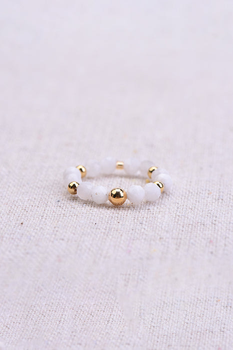 Ring faceted moonstone / glass beads