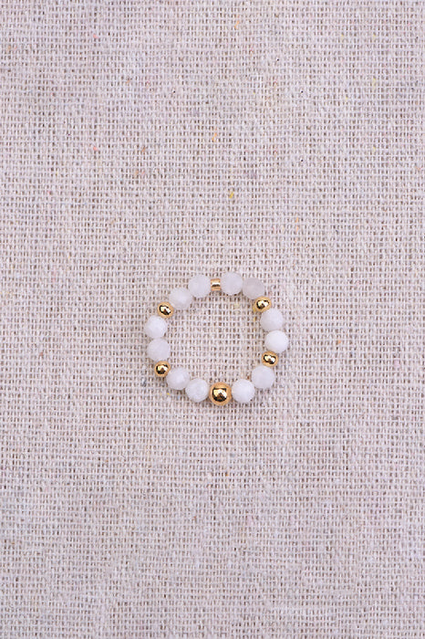 Ring faceted moonstone / glass beads