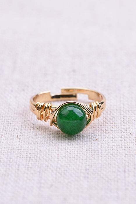 Ring green agate gold colored