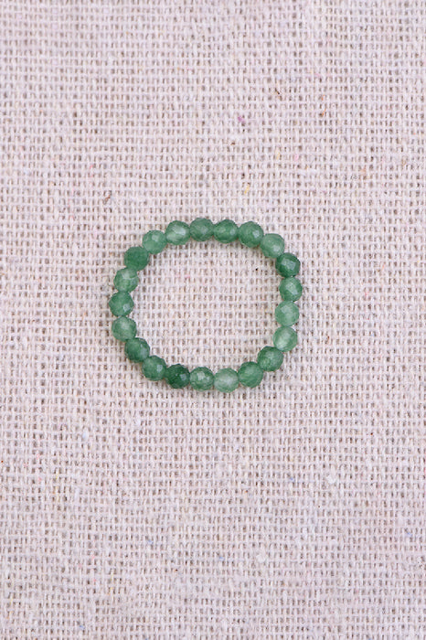 Ring faceted green jade