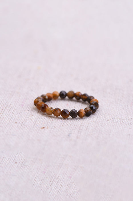 Ring faceted tiger eye