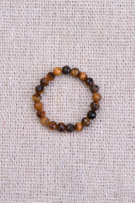 Ring faceted tiger eye