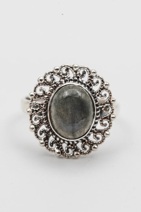 Silver ring labradorite