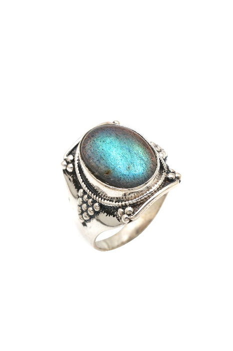 Silver ring labradorite