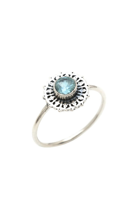 Silver ring blue topaz