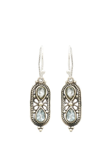 Silver earrings blue topaz