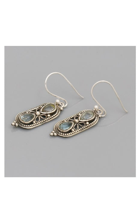 Silver earrings blue topaz