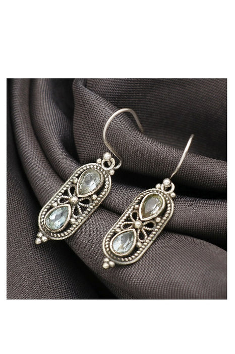 Silver earrings blue topaz