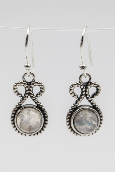 Silver earrings rainbow moonstone