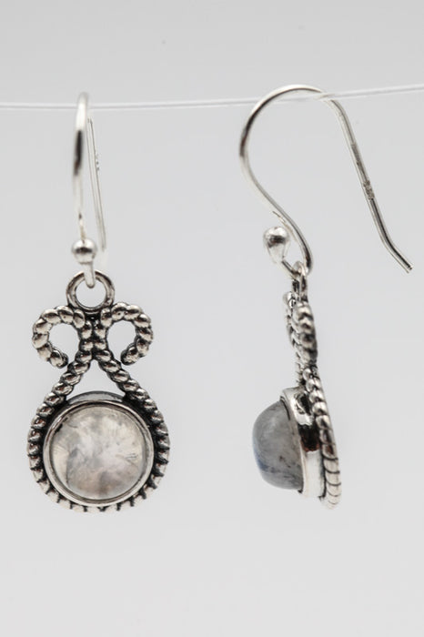 Silver earrings rainbow moonstone