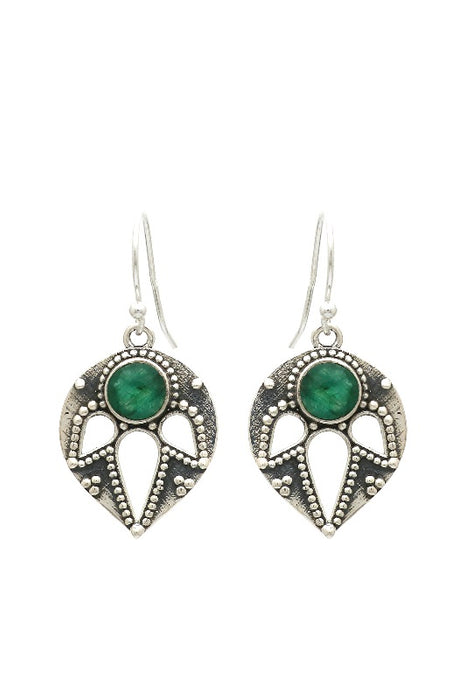 Silver earrings emerald