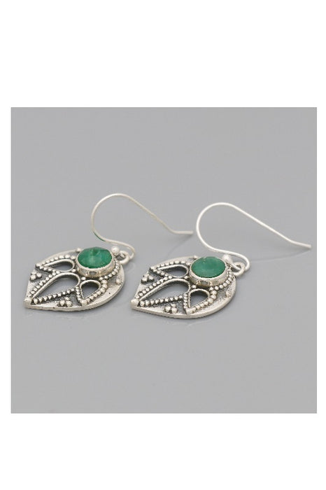 Silver earrings emerald