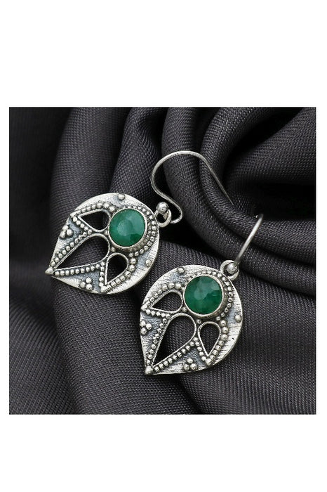 Silver earrings emerald